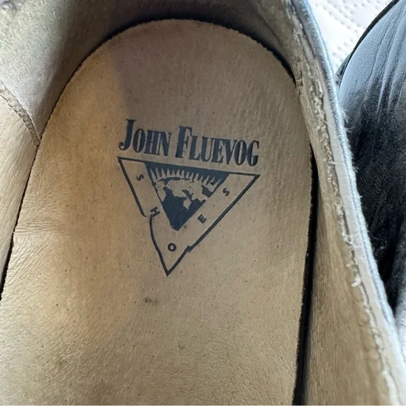 John Fluevog Grant Leather Derby Shoes Washed Black Distressed Finish Size 11 - Picture 14 of 15